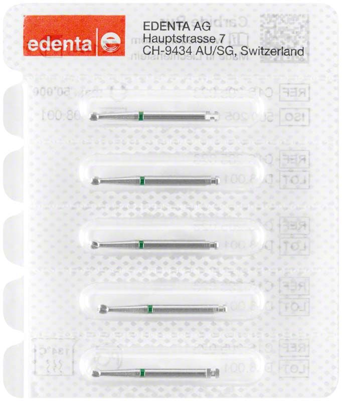 Rosenbohrer C1S Rund 023 in Blisterverpackung mit fünf Hartmetallbohrern.