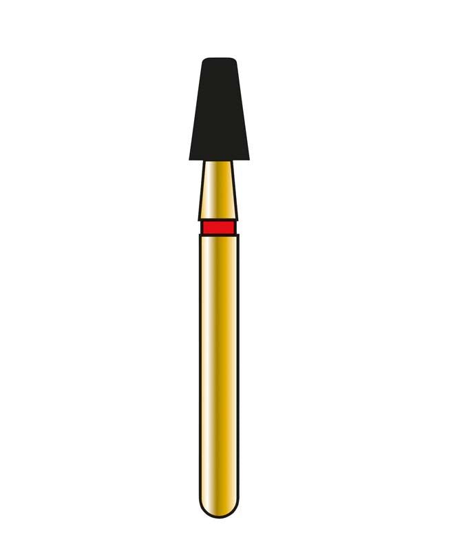 Diatech Diamant FG G845R 025 4F Schleifaufsatz in Nahaufnahme auf weißem Hintergrund.