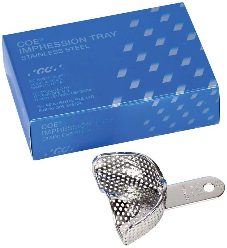 COE® Stahl-Löffel für obere Kieferfront mit blauer Verpackung.