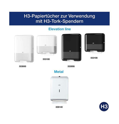 H3-Tork-Spenderreihe in Weiß und Schwarz für Papiertücher.