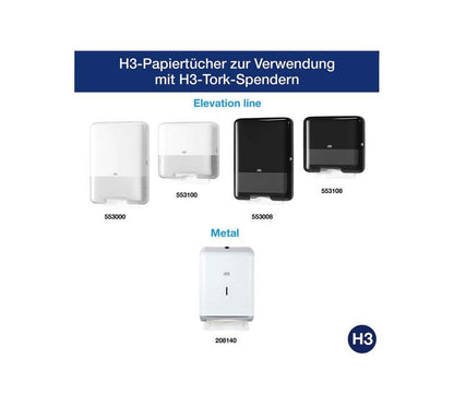 H3-Papiertuchspender in verschiedenen Farben und Designs für Tork Handtücher.