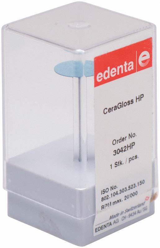 Transparente Verpackung mit CeraGloss blau Linse HP von edenta.