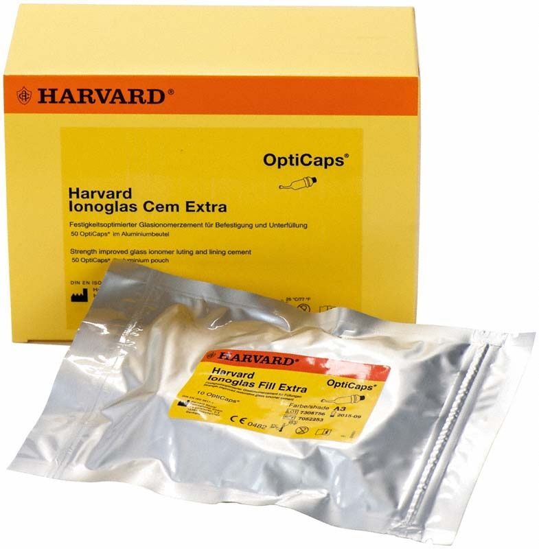 Harvard Ionoglas Fill Extra OptiCaps A3 Verpackung mit Beutelansicht.