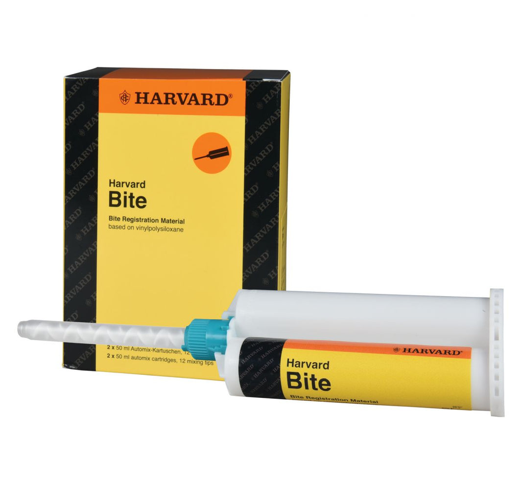 Harvard Bite Bissregistriermaterial mit Verpackung und Kartusche.
