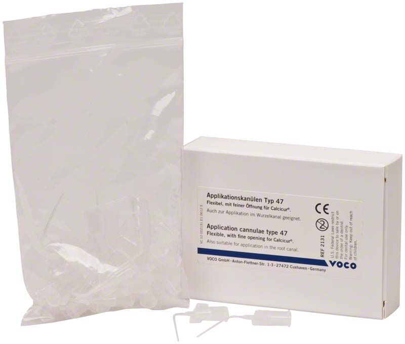 Applikationskanülen Typ 47 von Voco in Verpackung mit 30 Kanülen.