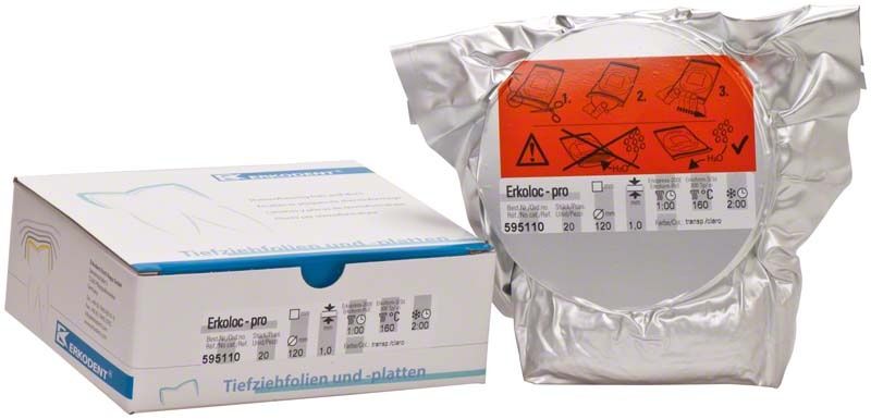 Erkoloc-pro transparente Doppelschicht-Folie, verpackt in silberner und weißer Schachtel.