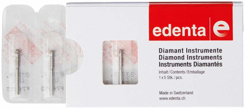 Verpackung mit Diamant-Instrument FG 837KR 018 von edenta.