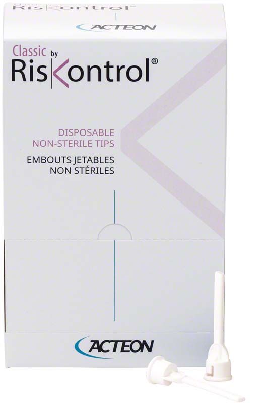 Einwegansätze für Multifunktionsspritzen, verpackt in weißer Schachtel von Riskontrol®.