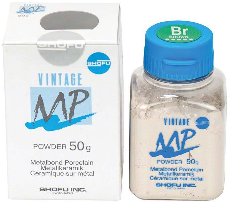 VINTAGE MP Effektmasse 50g Br mit Verpackung und Glasbehälter.