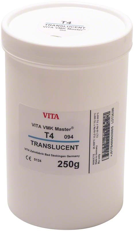 VITA VMK Master® TRANSLUCENT 250g T4 Zahnersatzmaterial in weißem Behälter.