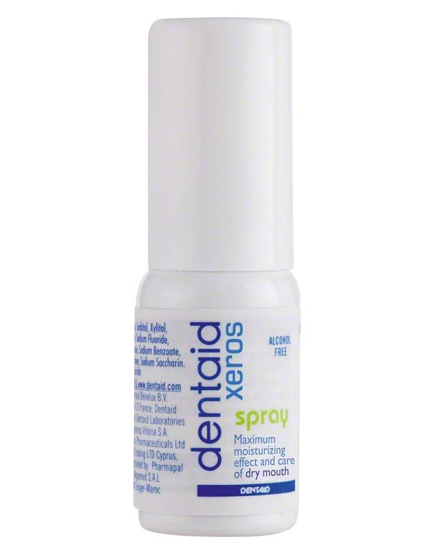 Dentaid xeros Feuchtigkeits-Spray 15ml Flasche mit Produktbeschreibung.