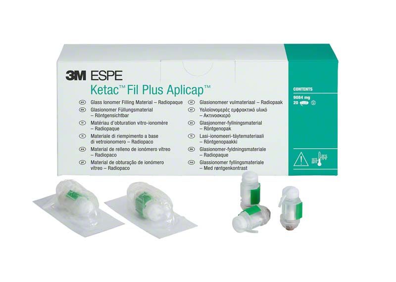 Ketac Fil Plus Aplicap 20er A3 Verpackung mit Glasionomer-Füllungsmaterial.