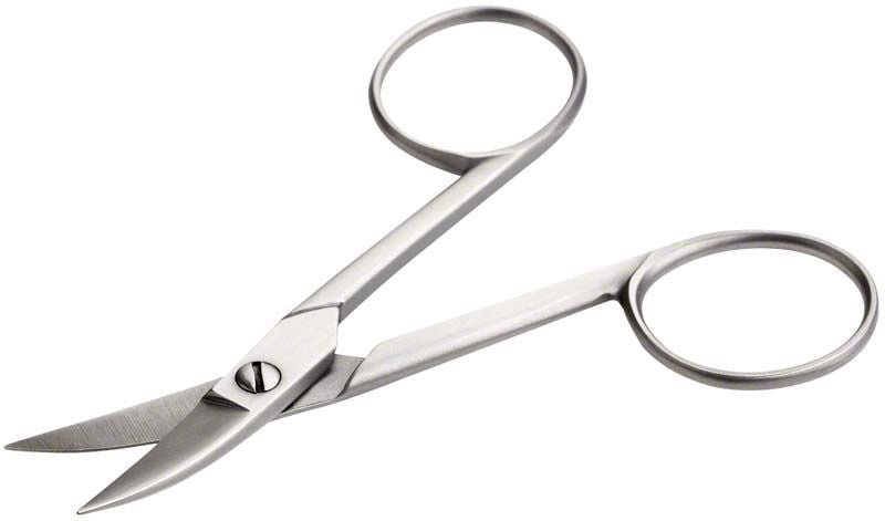 Seitlich gebogene SD-Folienschere A aus Edelstahl für Dentalchirurgie.
