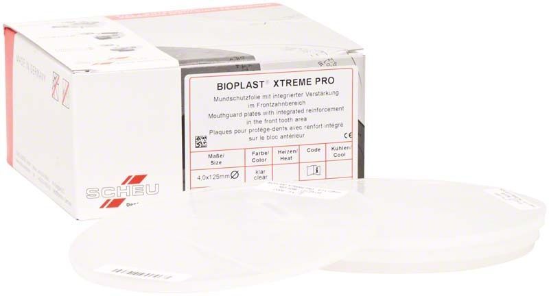 Verpackung und Tiefziehfolie BIOPLAST® XTREME 4,0mm klar für Sportmundschutz.