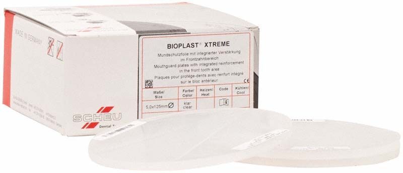 Mundschutzfolie BIOPLAST® XTREME 5,0mm klar vor Verpackung.