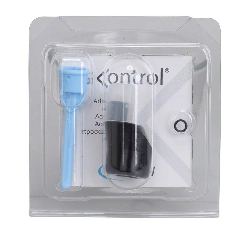 Adapter KaVo D B von Riskontrol® in transparenter Verpackung mit blauem Griffstück.