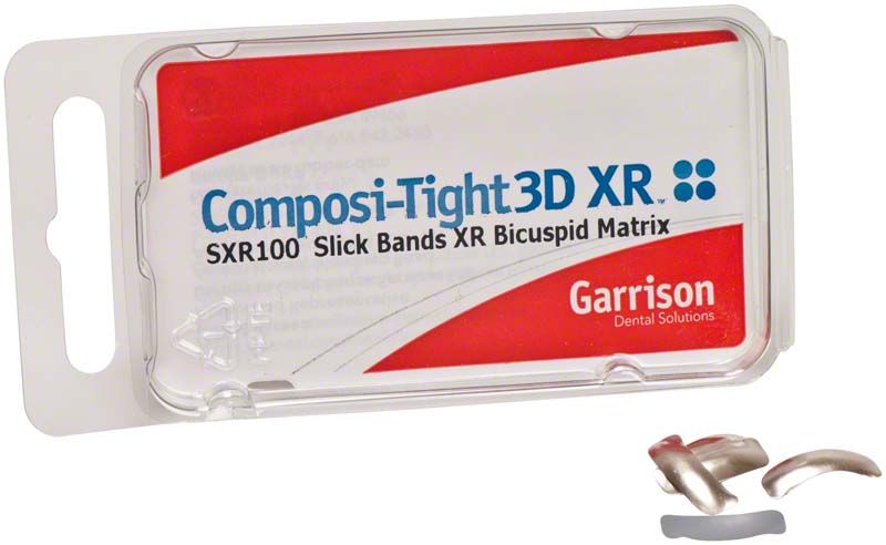 Composi-Tight Matrizenbänder für Prämolaren in grauer Verpackung.