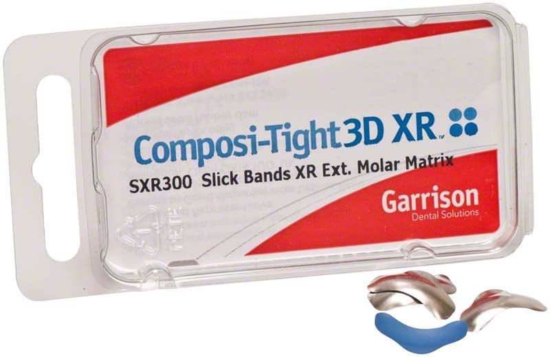 Composi-Tight slick bands groß-zervikal in blauer Verpackung mit Matrizenbändern.