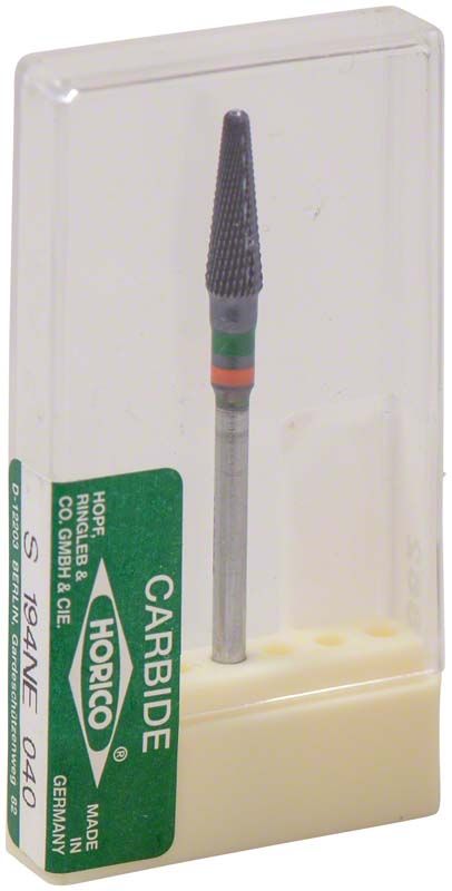 Hartmetallfräser schwarz beschichtet, konische Form, in transparenter Verpackung.