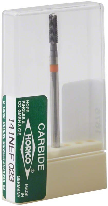 Hartmetallfräser Kreuzverzahnung 141 NEF 023 in transparenter Verpackung.