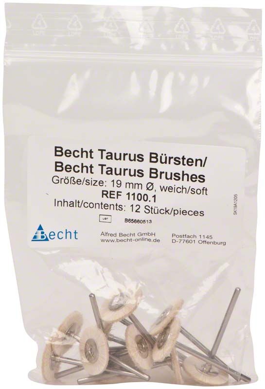 Ziegenhaarbürsten-Set, 19 mm Ø, in transparenter Verpackung.