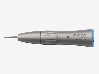 Gerades blaues TorqTech Handstück ST-DH (1:1) mit Edelstahloberfläche.