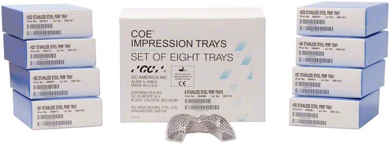 COE® Stahl-Löffel perforiert, Gesamtbogen Set mit 8 Löffeln in Originalverpackung.