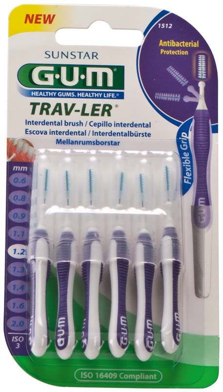 Image of GUM® TRAV-LER® Interdentalbürsten 6er Blister - Gr. 3 • Kerze , violett