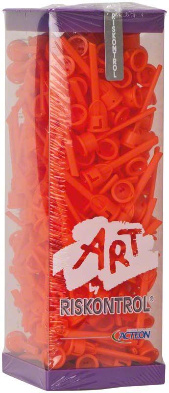 Einwegkanülen Riskontrol® Art Mandarine in transparenter Verpackung.