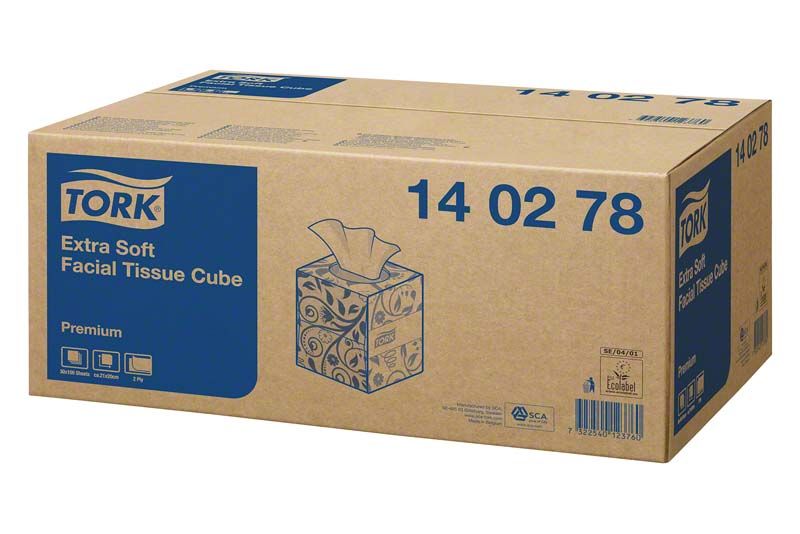 Tork Kosmetiktuch extra weich Würfelbox 100 St. in Kartonverpackung.