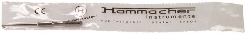 Dentalinstrument EasyLift mit grazilem Haken, verpackt in Hammacher-Schutzhülle.