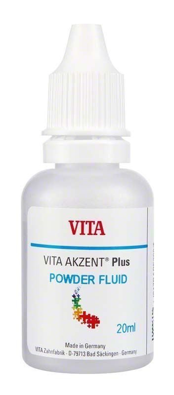 VITA AKZENT® Plus POWDER FLUID Flasche mit 20ml Anmischflüssigkeit.
