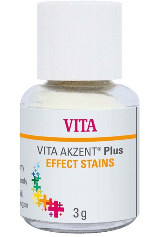 VITA AKZENT® Plus EFFECT STAINS Pulverflasche mit Etikett und 3g Inhalt.