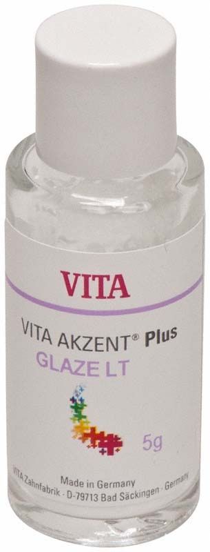 VITA AKZENT® Plus GLAZE LT Glasurpulverflasche 5g mit Etikett und Logo.