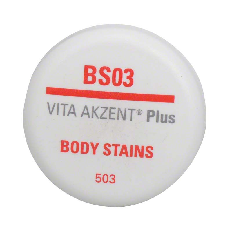 Weißer Tiegeldeckel der VITA AKZENT® Plus BODY STAINS Paste BS03.