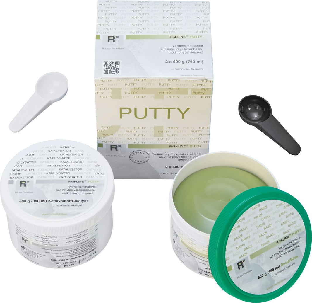 R-SI-LINE ® PUTTY 2x600g mit Zubehör und Verpackung