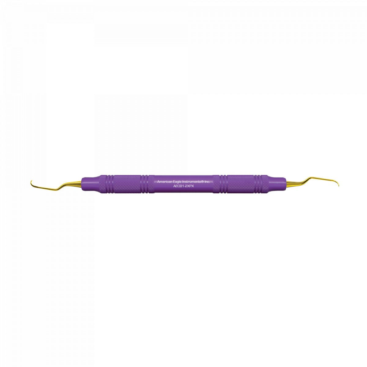 American Eagle XP Universalkürette Barnhart mit ergonomischem lila Handgriff und goldenen Spitzen.