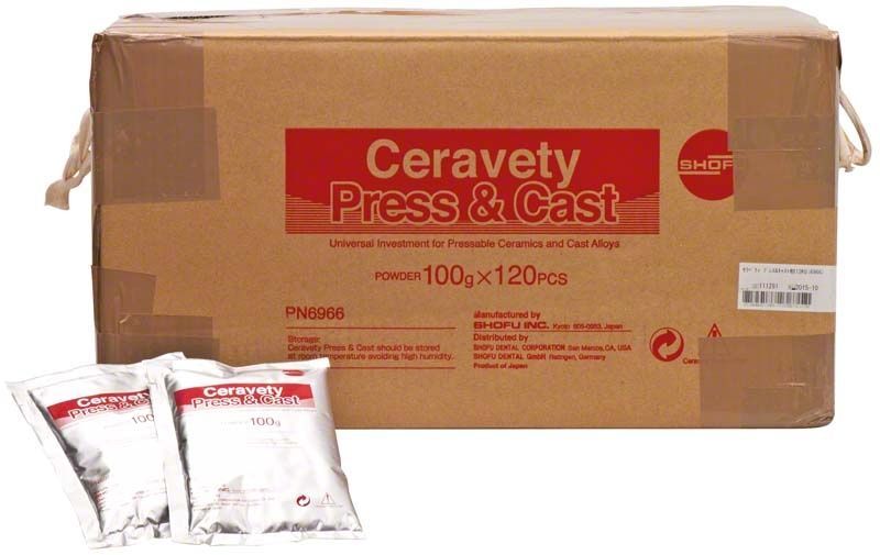 Ceravety Press & Cast Pulververpackung 120 x 100g für Dentalanwendungen.