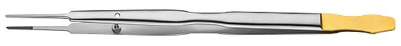 Anatomische Pinzette LiquidSteel® GERALD mit gelbem Griff.