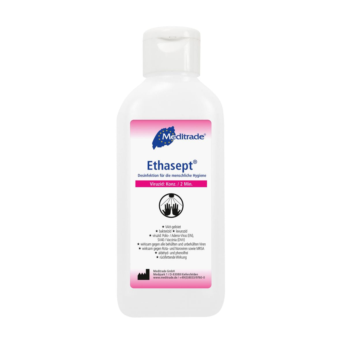 Ethasept® Flasche 1 Liter Händedesinfektionsmittel für medizinische Einrichtungen.