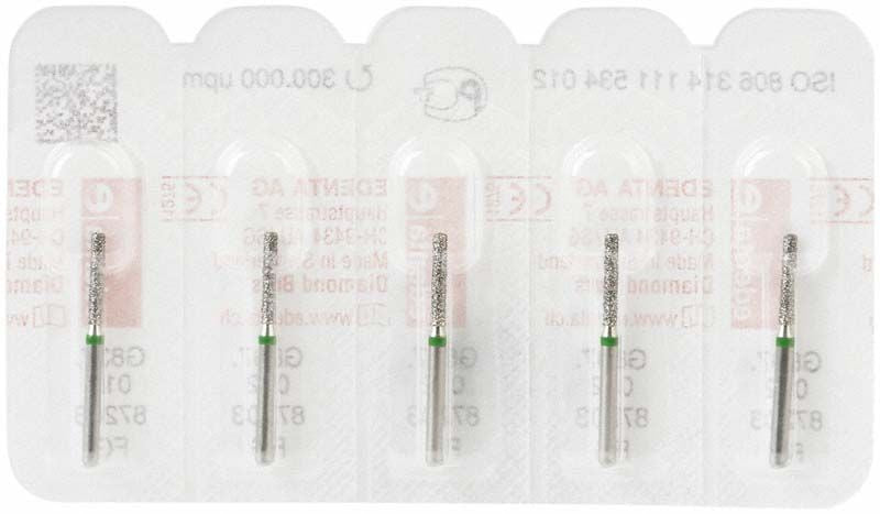 Diamantschleifer FG 837G 012 in Blisterverpackung für Dentalmedizin.