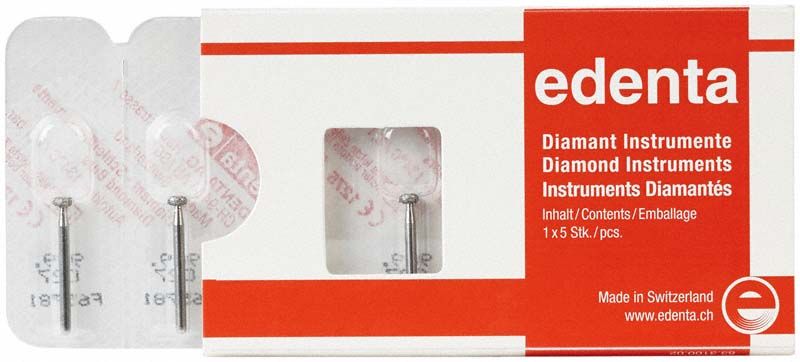 Diamant FG 909 027 Instrumente in Blisterverpackung mit rotem edenta-Logo.