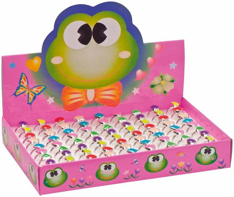 Packung mit 72 Ringen mit funkelnden Steinen in bunter Displaybox.