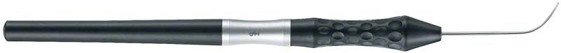 Zahnsonde Ergoprobe Figur EXS 3A mit ergonomischem Griff und gebogener Spitze.