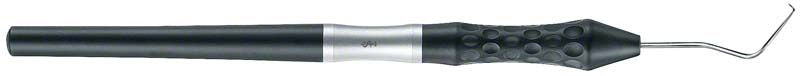 Zahnsonde Ergoprobe Figur 17 mit ergonomischem Griff und gebogener Spitze.