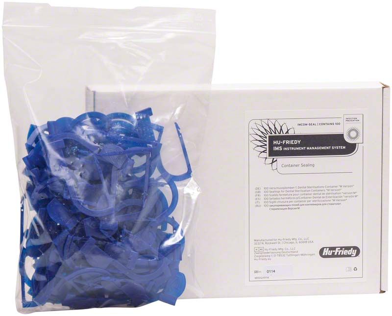 Verschlussplomben in blauer Farbe im Beutel und Verpackung von Medic-Star