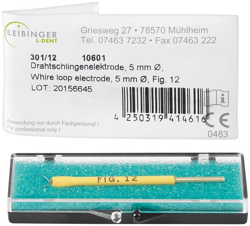 Drahtschlingenelektrode Fig. 12 in Kunststoffbox mit Etikett.