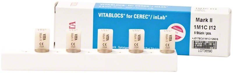 VITABLOCS® Mark II I12 VITA 3D-Master 1M1C Blöcke in Verpackung.