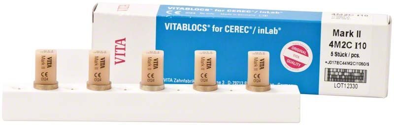 VITABLOCS® Mark II I10 VITA Zahnblöcke in Verpackung mit fünf Stück.