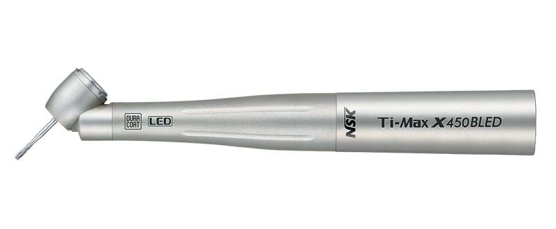 Zahnärztliche Licht-Turbine Ti-Max X450BLED in silberner Farbe.